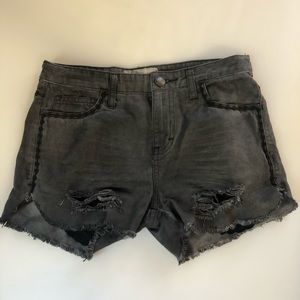 Distressed Free People Denim Shorts (Black)